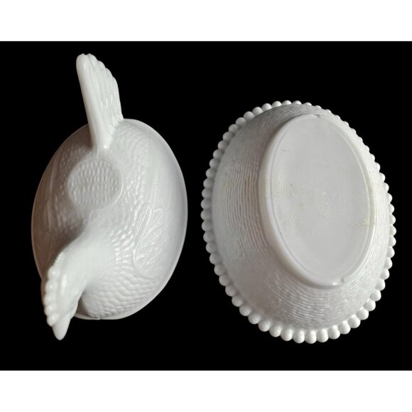 Vintage White Milk Glass Hen On Nest Candy Dish Decorative Bowl HON - Picture 5 of 10